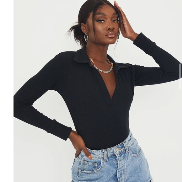 PrettyLittleThing Tops - PLT black long sleeve bodysuit